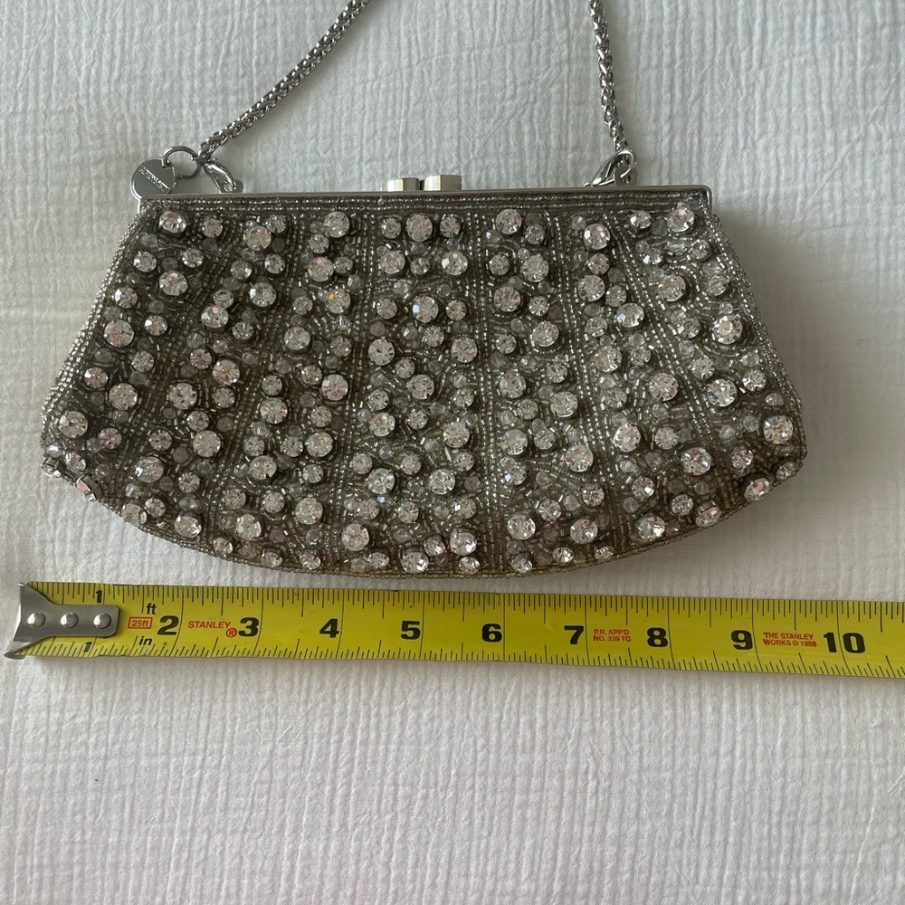 Nordstrom beaded rhinestone clutch with silver chain - Picture 12 of 13